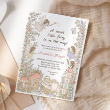 Invitation à la Baby Shower Fille Jardin de Fées E
