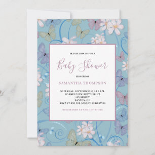 Invitation à la baby shower Fille Papillon