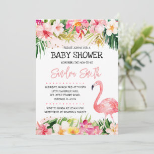 Invitation à la baby shower Flamingo