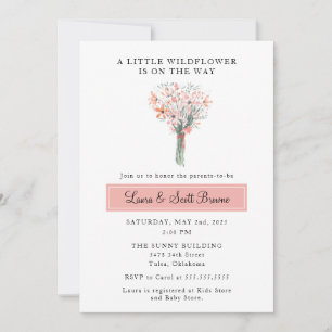 Invitation à la baby shower Fleur sauvage en route