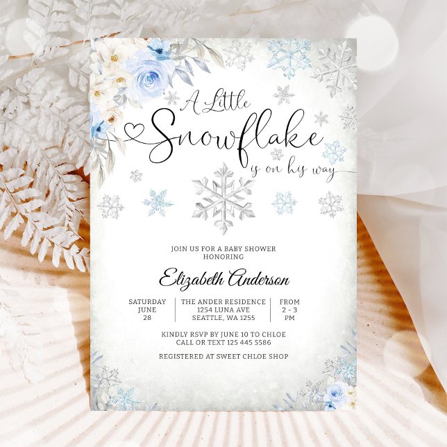 Invitation à la Baby Shower Flocon de Neige d'Hive (Créateur téléchargé)