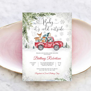 Invitation à la Baby Shower Forêt d'Hiver