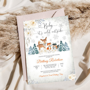 Invitation à la Baby Shower Forêt d'Hiver
