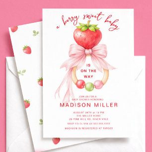 Invitation à la Baby Shower Fraise Sucrée
