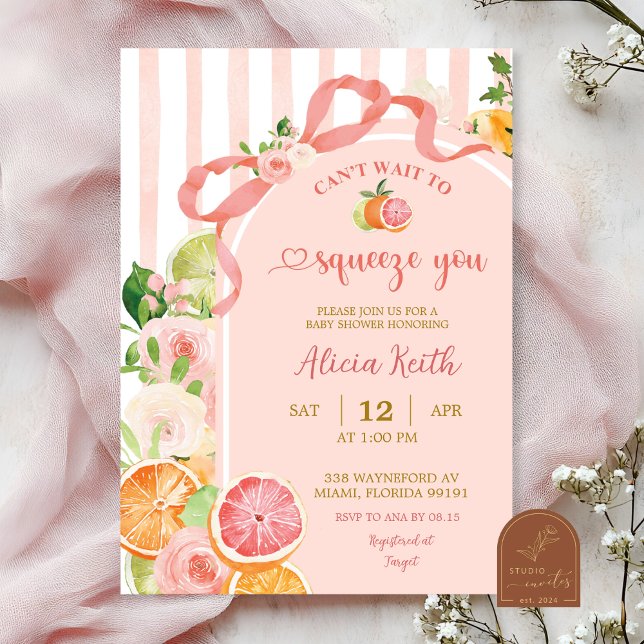 Invitation à la baby shower Fruits d'été citriques (Créateur téléchargé)