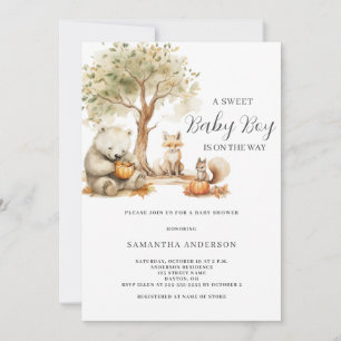Invitation à la baby shower garçon avec animaux de