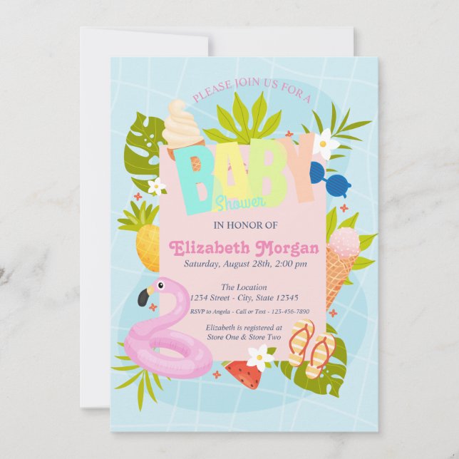 Invitation à la Baby Shower Glace Piscine (Devant)