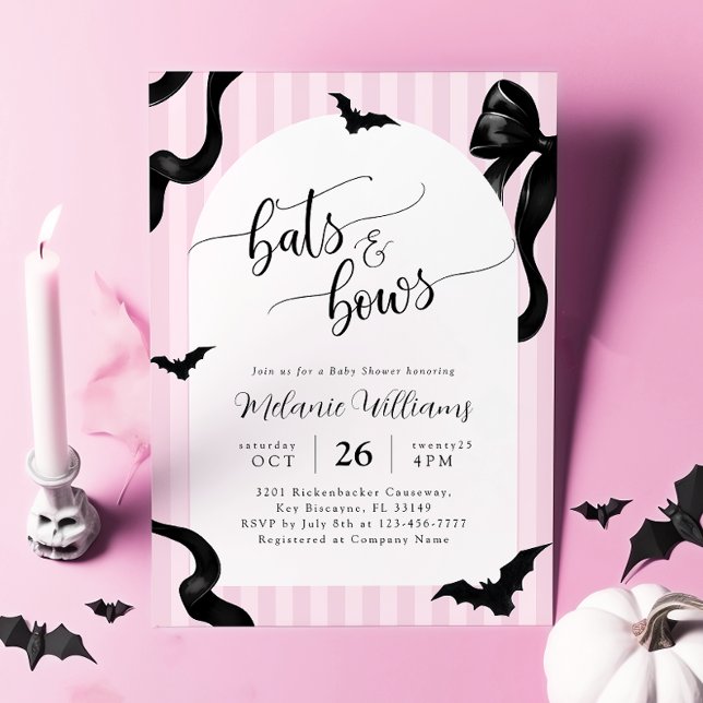 Invitation à la baby shower Halloween Bats and Bow (Créateur téléchargé)