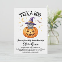 Invitation à la Baby Shower Halloween "Peek A Boo"