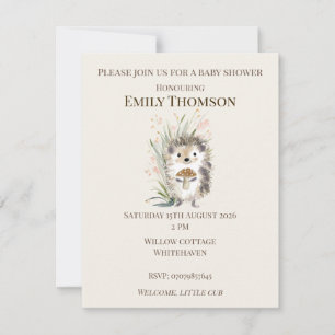 Invitation à la baby shower Hérisson de la forêt
