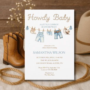 Invitation à la Baby Shower "Howdy Baby Little Cow