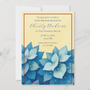 Invitation à la Baby Shower Hydrangea Côtière