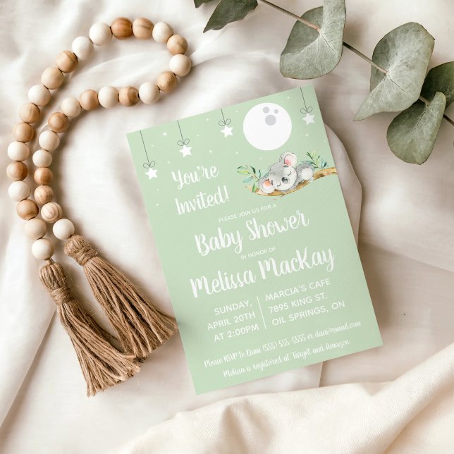 Invitation à la Baby Shower Koala Endormi (Créateur téléchargé)