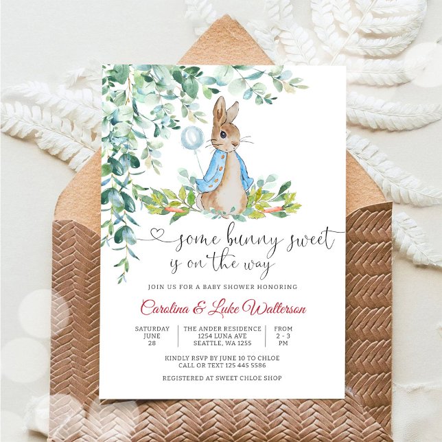 Invitation à la baby shower Lapin Ballon (Créateur téléchargé)