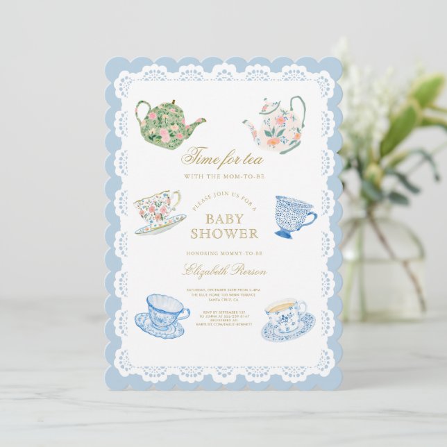 Invitation à la Baby Shower : l'heure du thé (Debout devant)