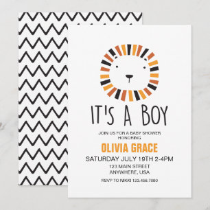 Invitation à la baby shower Lion Bébé