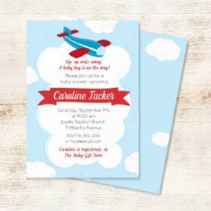 Invitation à la baby shower Little Aviator Airplan