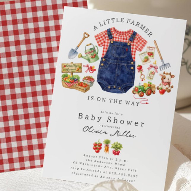 Invitation à la baby shower Little Farmer (Créateur téléchargé)