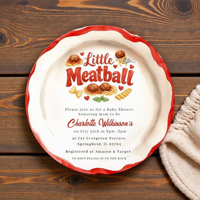 Invitation à la baby shower Little Meatball (Créateur téléchargé)