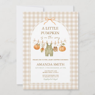 Invitation à la baby shower Little Pumpkin Clothes