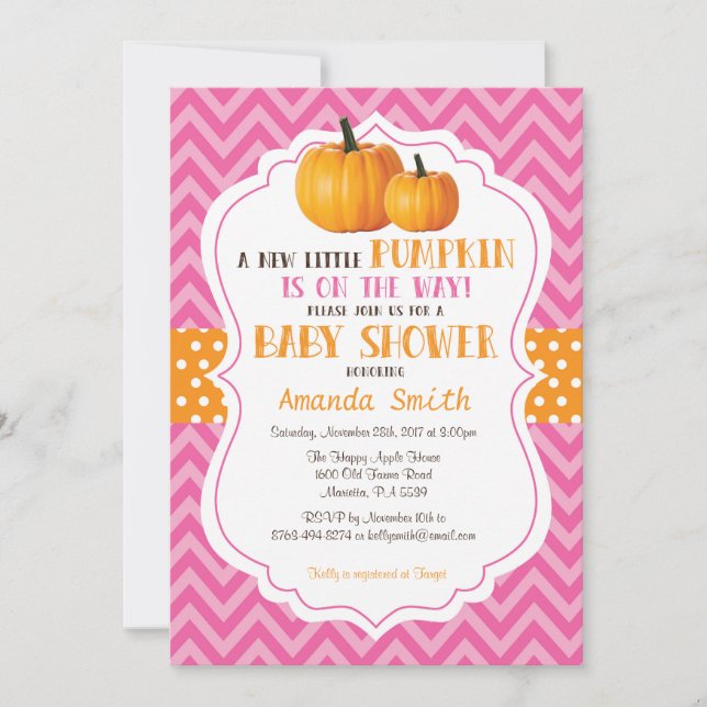 Invitation à la baby shower Little Pumpkin Pink Ch (Devant)