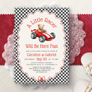 Invitation à la baby shower Little Racer Race Car