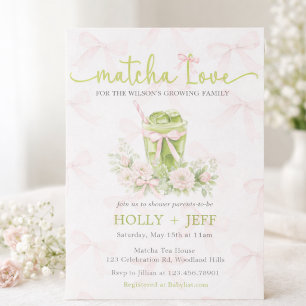 Invitation à la Baby Shower Matcha Love Thé Vert