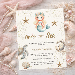 Invitation à la baby shower Mermaid Under the sea