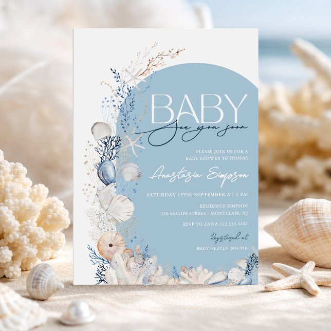 Invitation à la Baby Shower "Mers Bleues Côtières  (Créateur téléchargé)