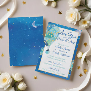 Invitation à la Baby Shower Montgolfière Étoiles d