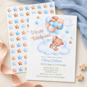 Invitation à la Baby Shower "Nounours dans le ciel