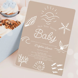 Invitation à la Baby Shower Océan Brun À Vous Voir