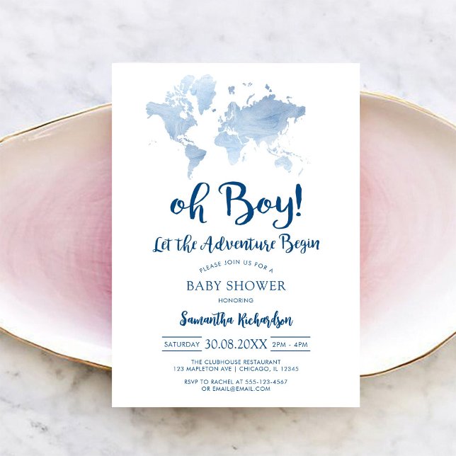 Invitation à la baby shower Oh Boy (Créateur téléchargé)