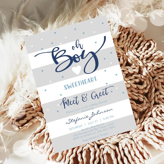 Invitation à la baby shower Oh Boy (Créateur téléchargé)