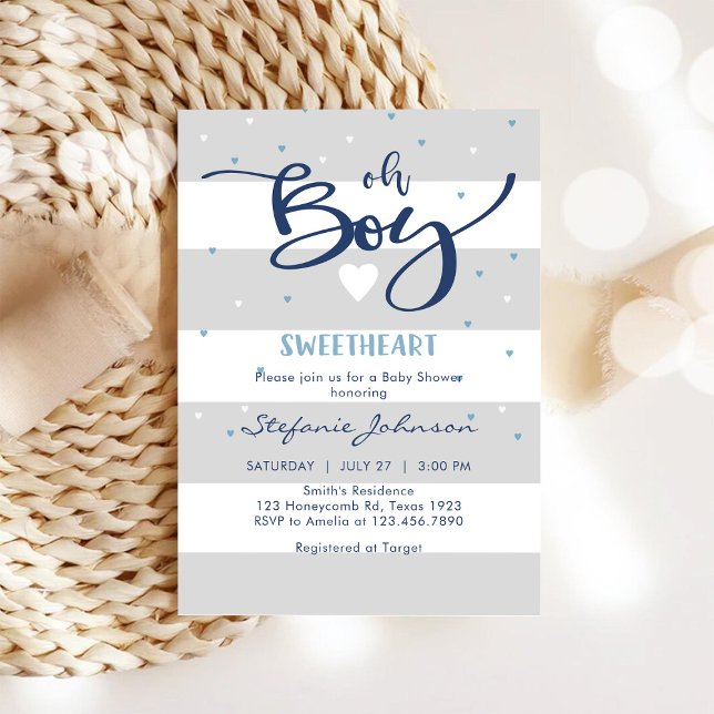 Invitation à la baby shower Oh Boy (Créateur téléchargé)