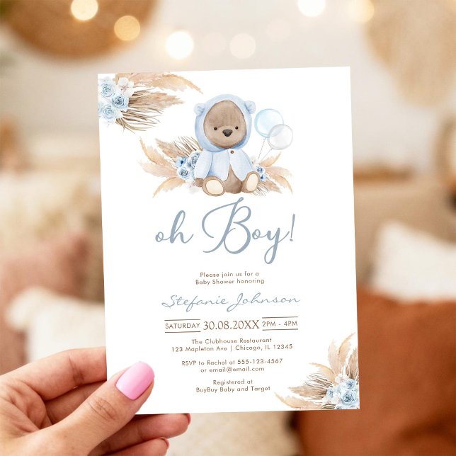 Invitation à la baby shower Oh Boy (Créateur téléchargé)