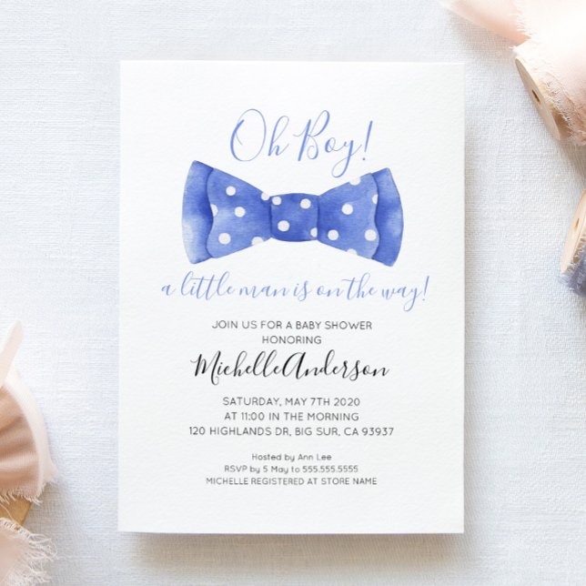 Invitation à la Baby Shower Oh Boy Bow Tie (Créateur téléchargé)