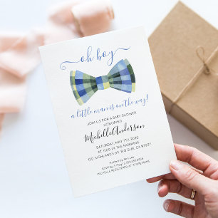 Invitation à la baby shower Oh Boy Bow Tie