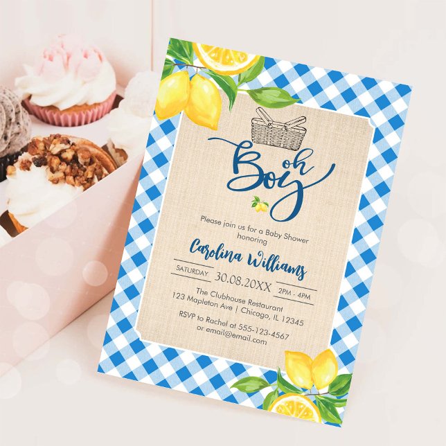 Invitation à la baby shower Oh Boy Lemon (Créateur téléchargé)