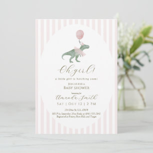 Invitation à la baby shower Oh Girl Dinosaur