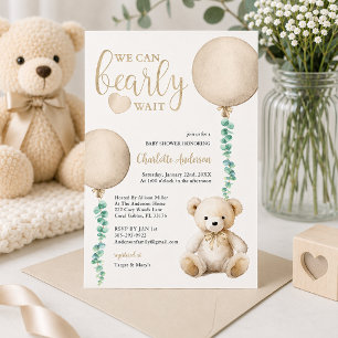 Invitation à la Baby Shower Ours Brun à Peine Atte