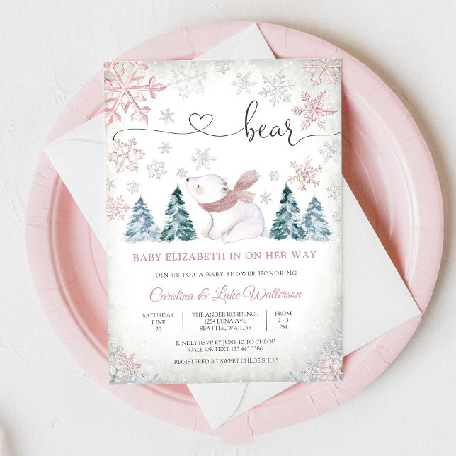 Invitation à la Baby Shower Ours d'Hiver (Créateur téléchargé)