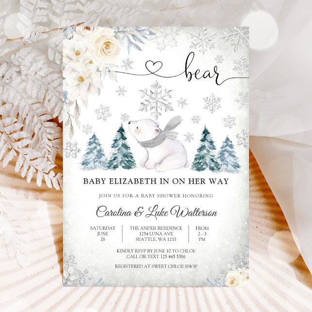 Invitation à la Baby Shower Ours d'Hiver (Créateur téléchargé)