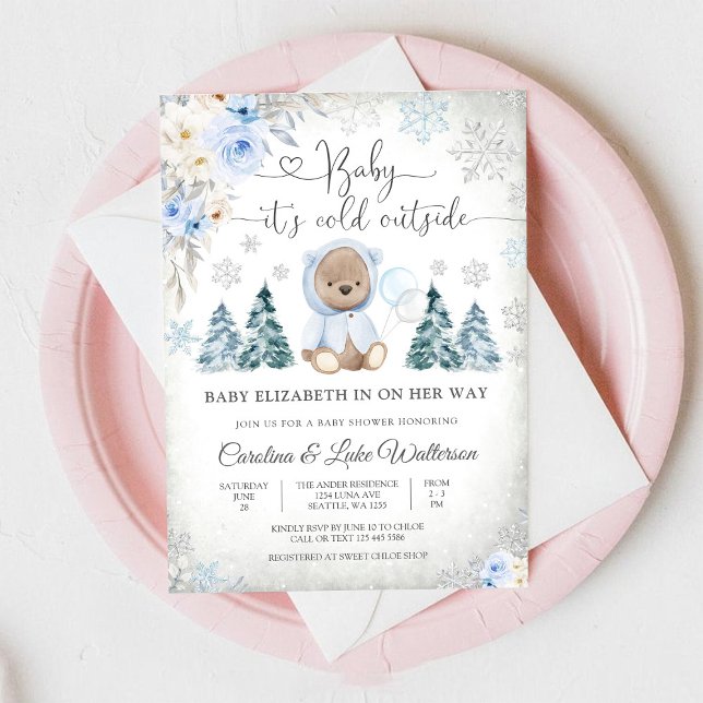 Invitation à la Baby Shower Ours en Peluche d'Hive (Créateur téléchargé)