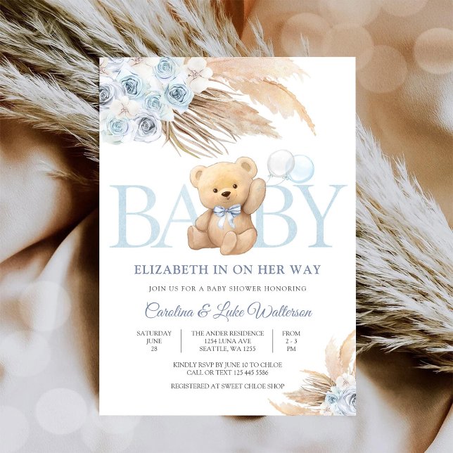 Invitation à la Baby Shower Ourson Bleu (Créateur téléchargé)