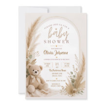 Invitation à la baby shower ourson boho