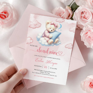 Invitation à la Baby Shower Ourson Câlin Cloud Nin