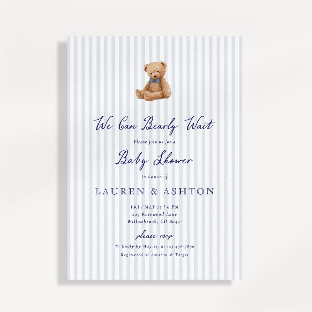 Invitation à la baby shower ourson chic (Créateur téléchargé)