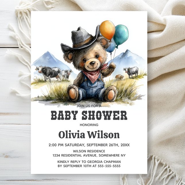 Invitation à la baby shower Ourson de Campagne (Créateur téléchargé)