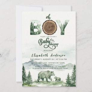 Invitation à la Baby Shower Ourson de la Forêt Rus